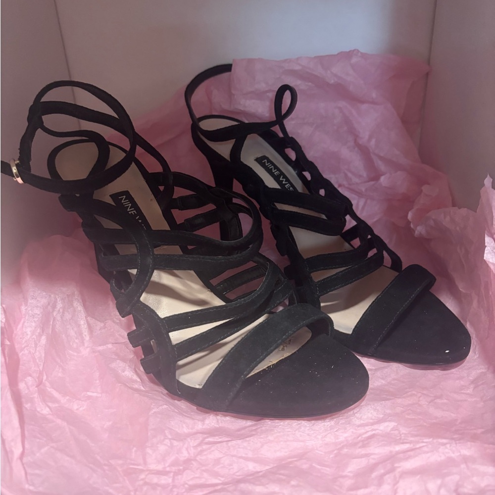 Nine West Black Strappy Heels
